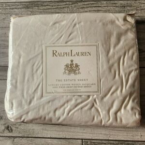 Vintage Ralph Lauren New The Estate Sheet Twin Deep Fitted Jaquard Alissa Cream